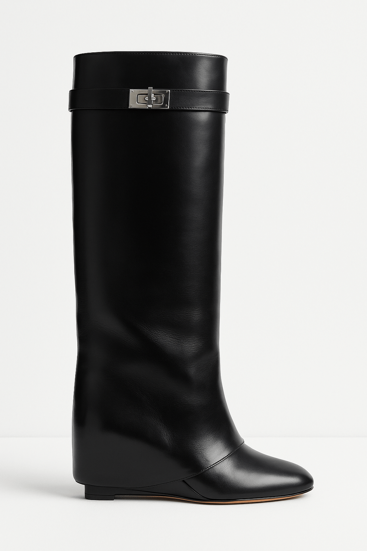 Nadia | Shark Lock Faux Leather Knee Boots