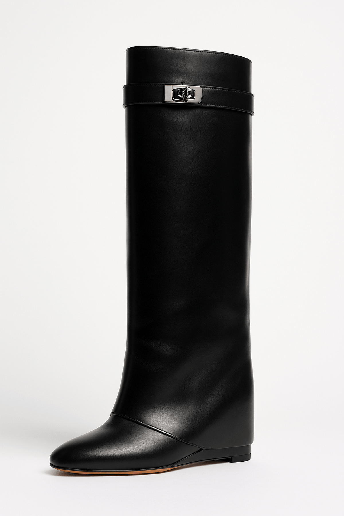 Nadia | Shark Lock Faux Leather Knee Boots