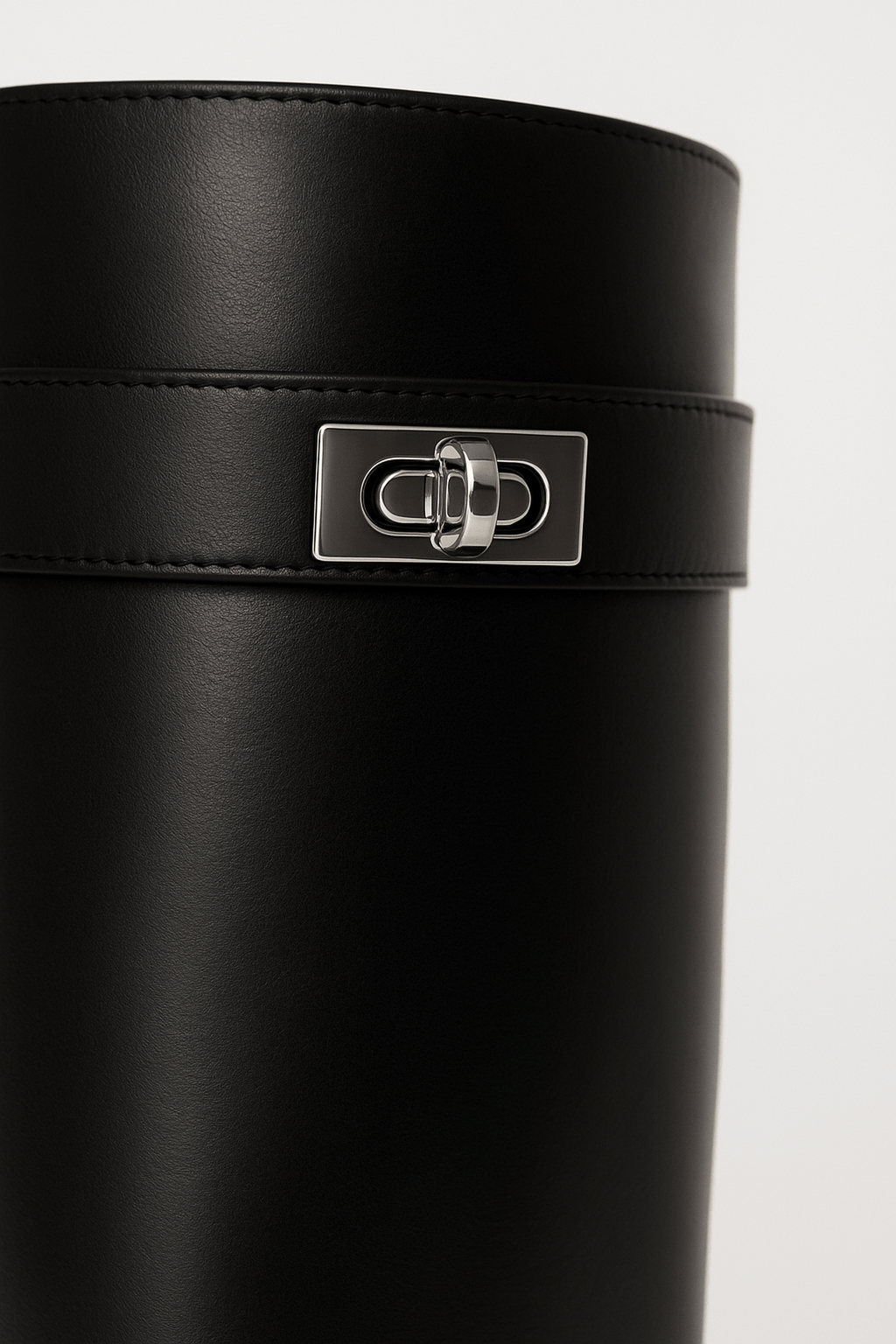 Nadia | Knee Boots-Faux Length Leather Shark Lock