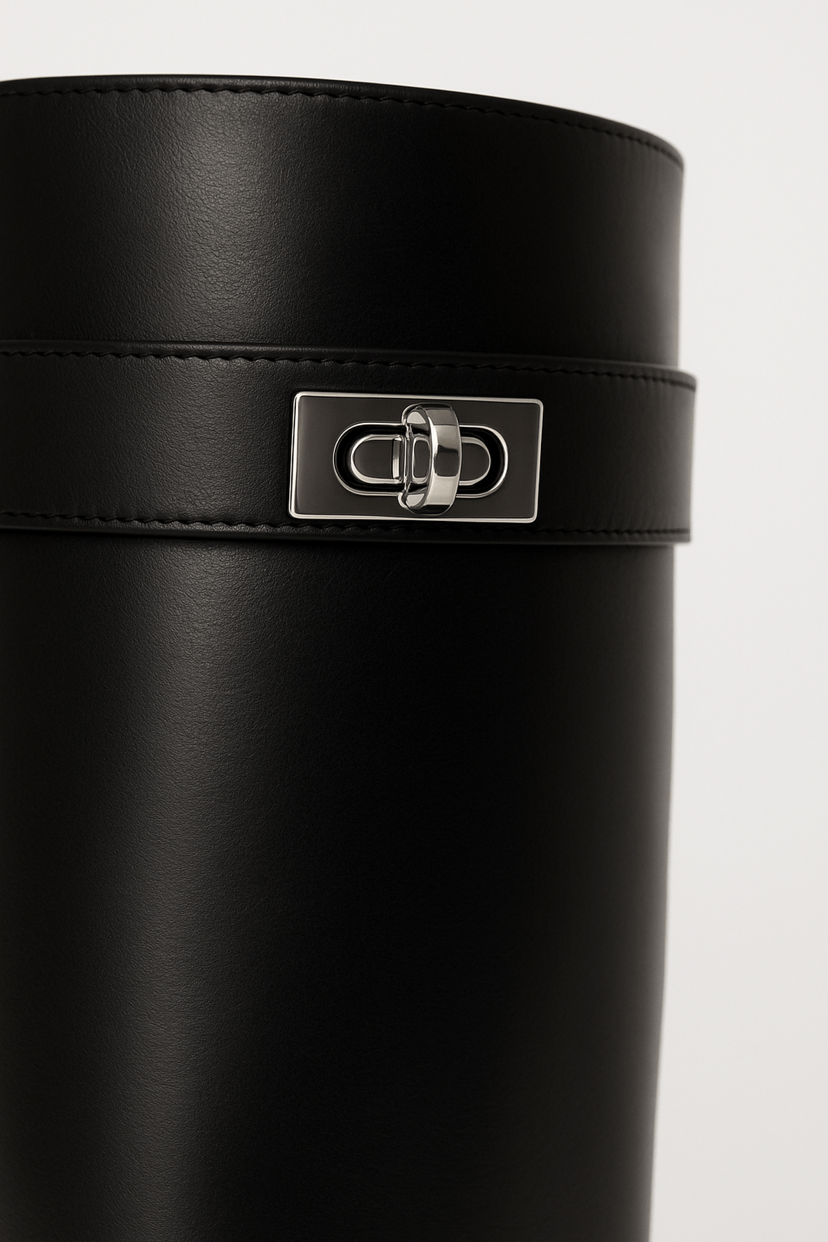 Nadia | Knee Boots-Faux Length Leather Shark Lock