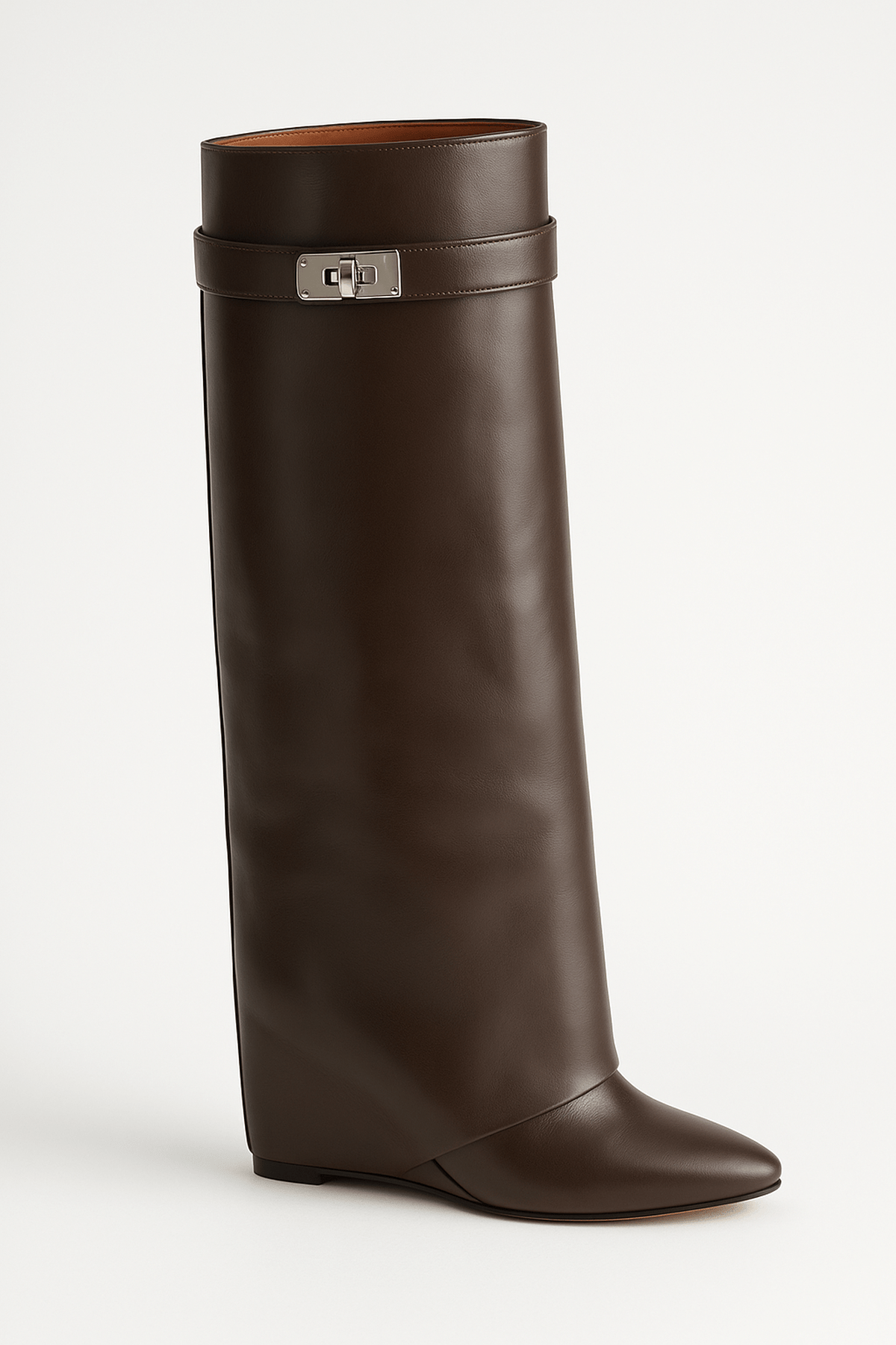 Nadia | Shark Lock Faux Leather Knee Boots