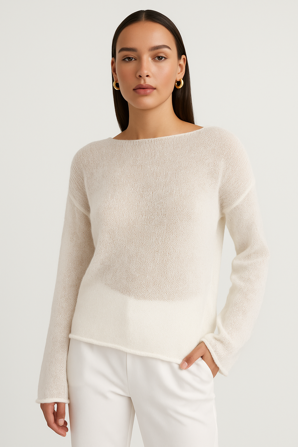 Andreina | Textured Sheer Knit Sweater