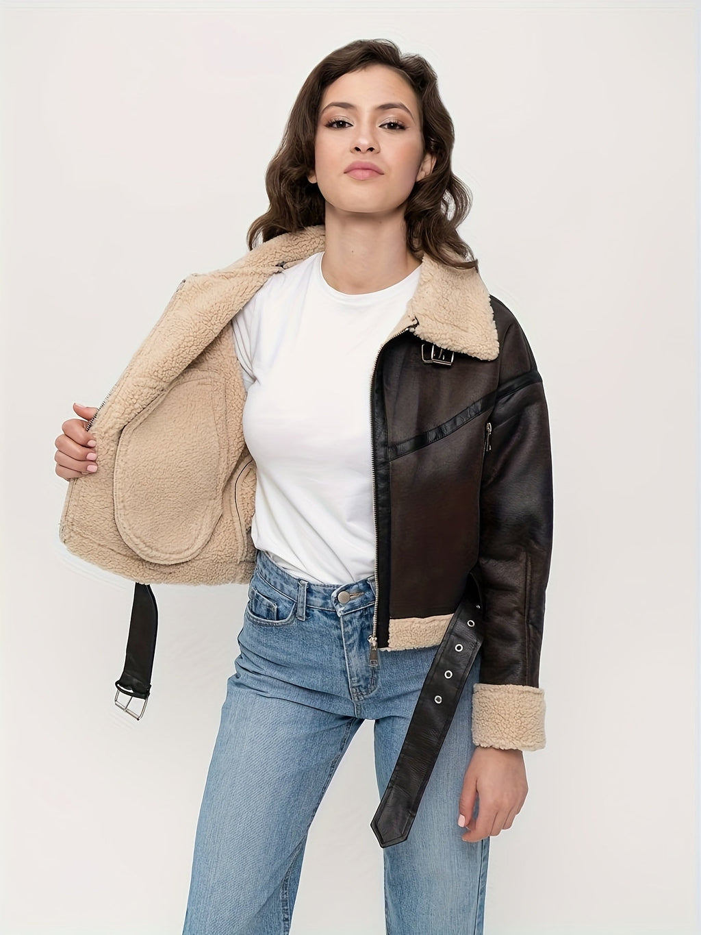 Selenia | Short Winter Faux Leather Jacket
