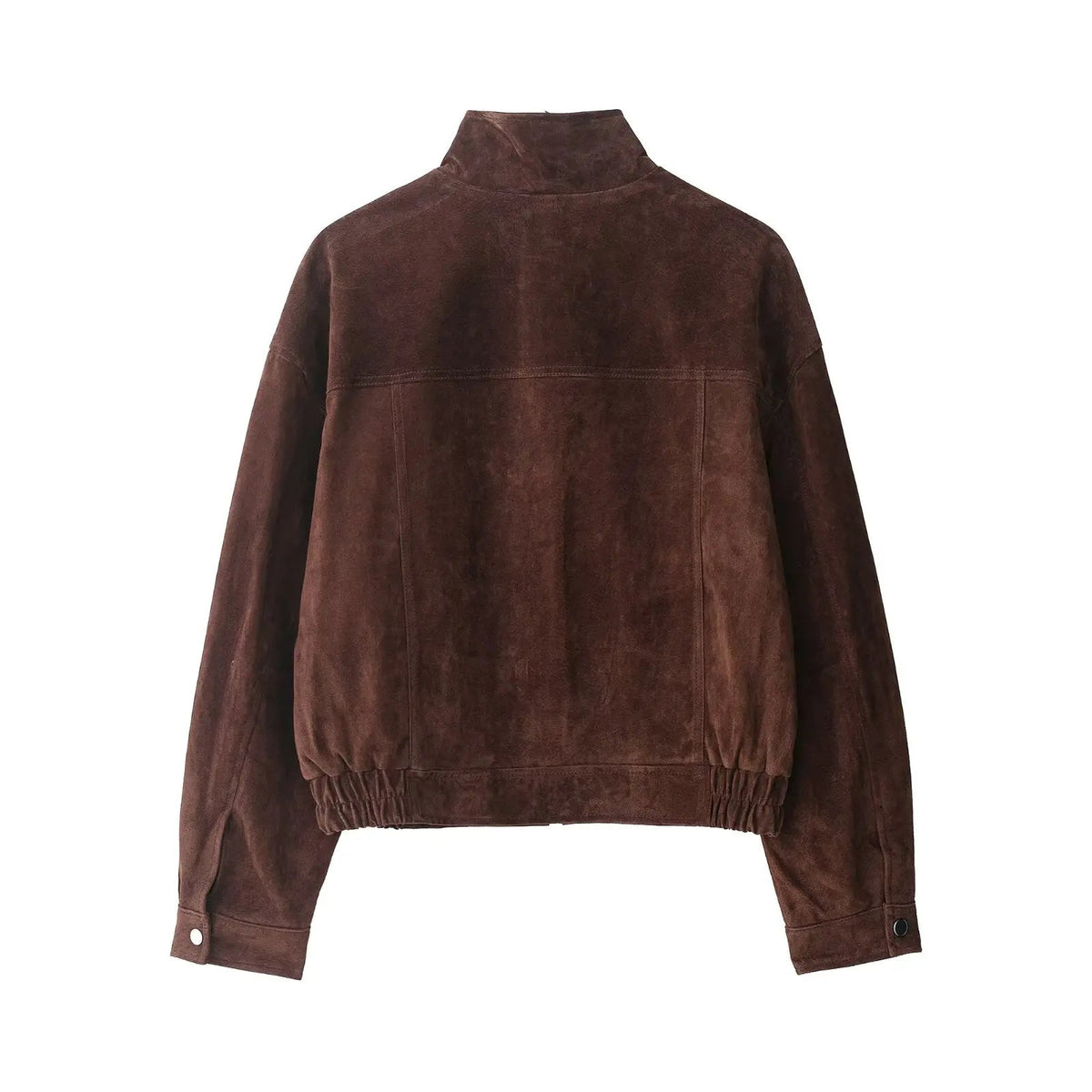 Romilda | Short Suede Jacket with Buttons with Pressione & Pockets Utility
