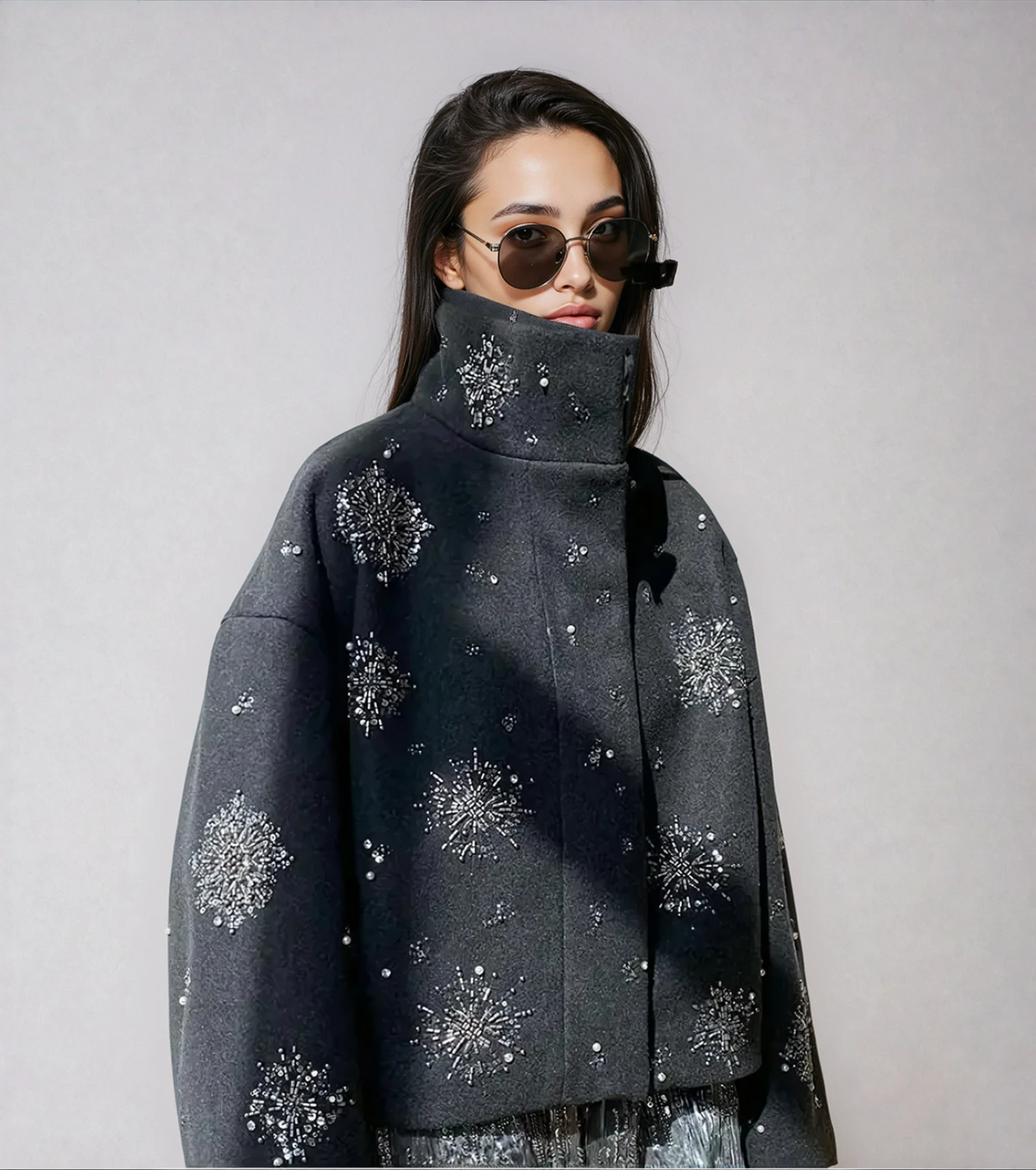 Lucia | Pea coat with embroidery and beads