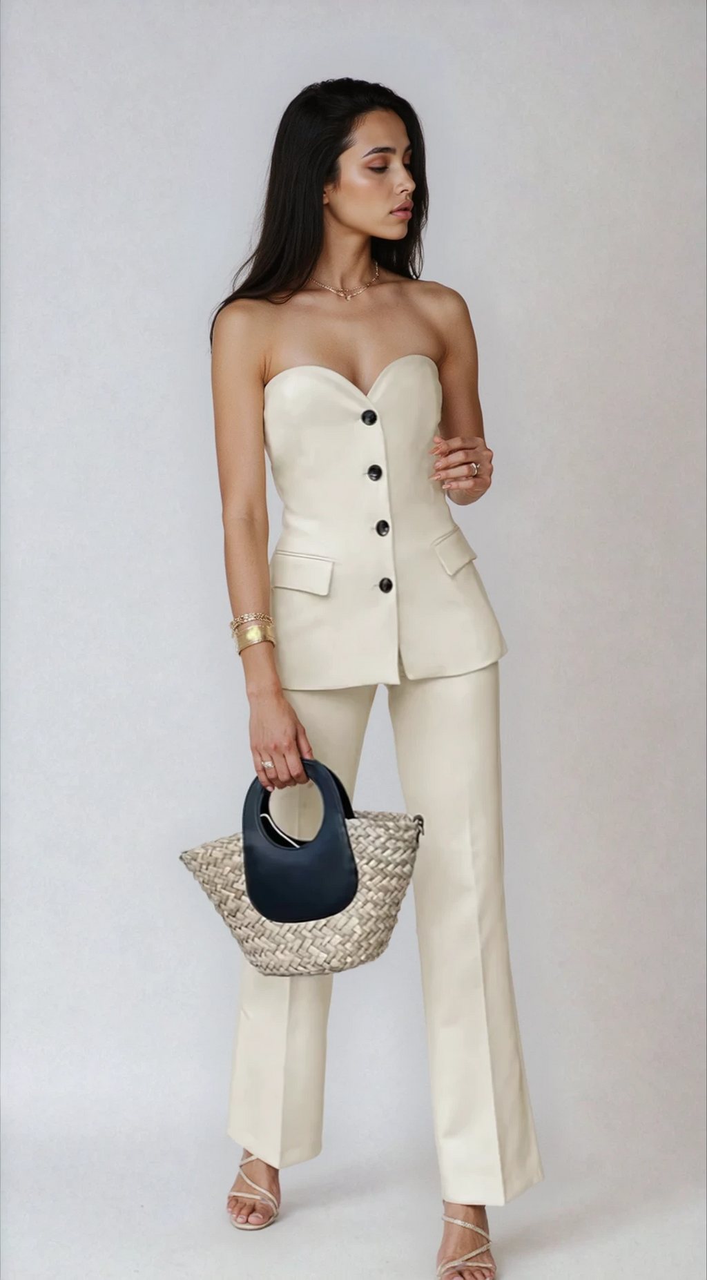 Norma | Two-Piece Elegant Set with Top with Band & Ampi Trousers