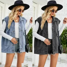 Ginestra | Denim Minimalist Vest with V-Neck
