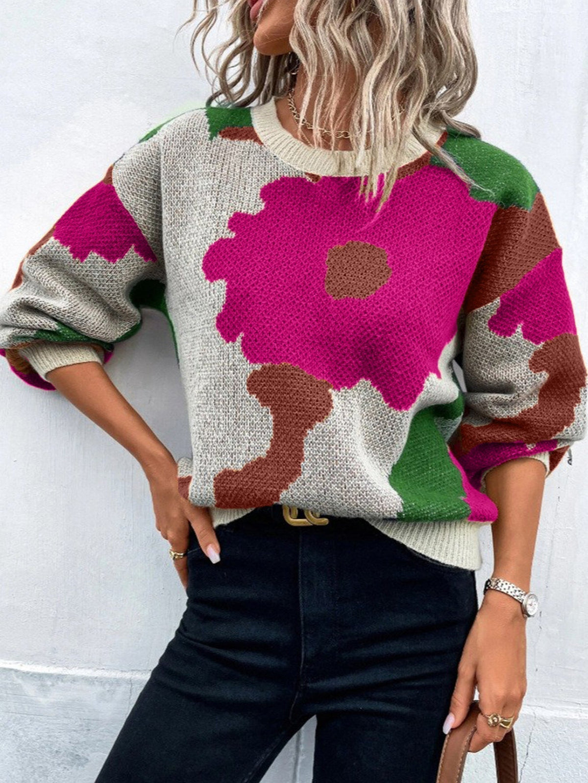 Felicita | Pullover Sweater with Floral Print — Affascinante Knit Top