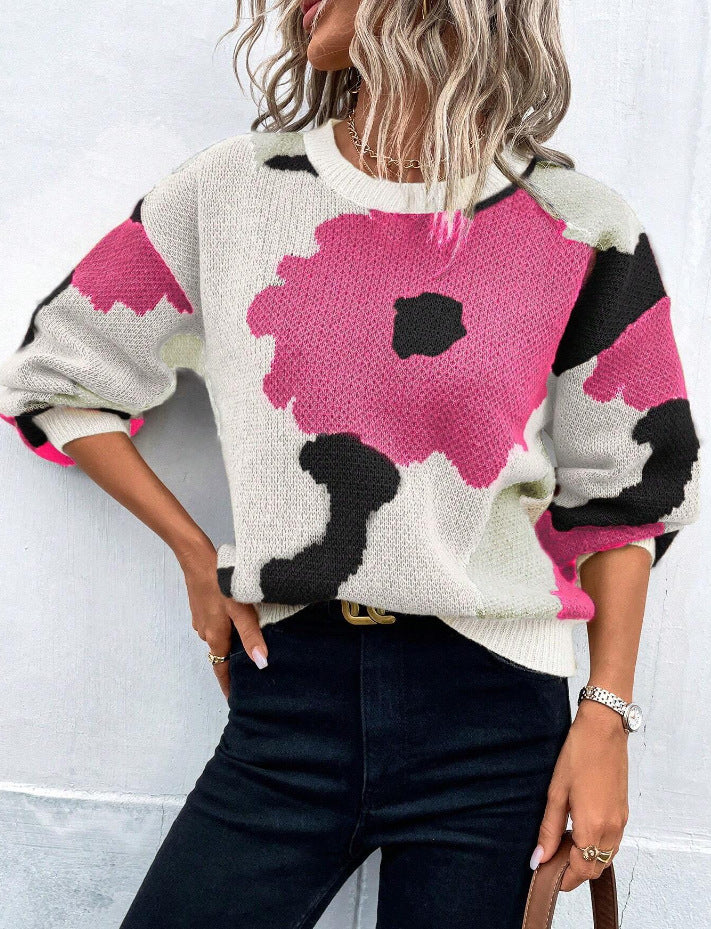 Felicita | Pullover Sweater with Floral Print — Affascinante Knit Top