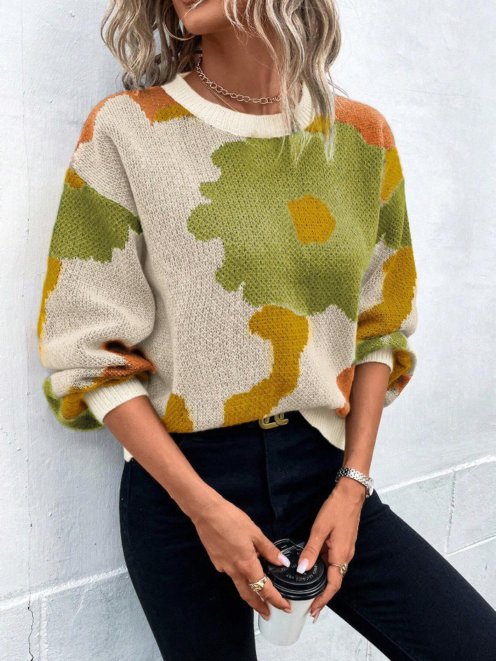Felicita | Pullover Sweater with Floral Print — Affascinante Knit Top