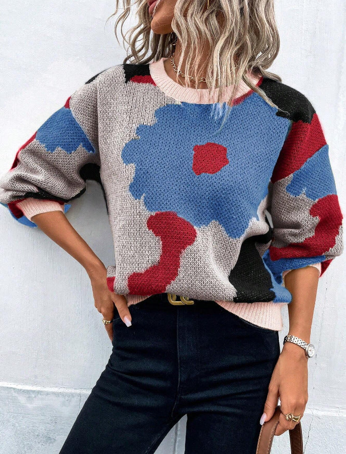 Felicita | Pullover Sweater with Floral Print — Affascinante Knit Top