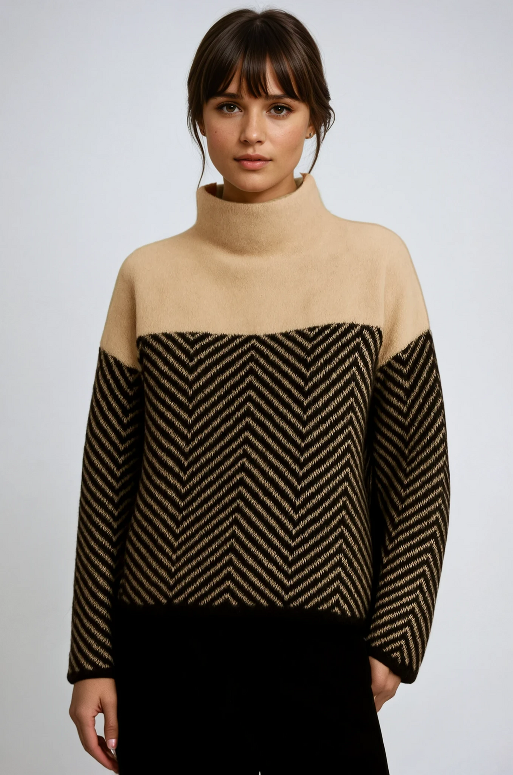 Milena | Sweater with Turtleneck with Motivo Chevron