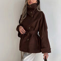 Nunzia | Vintage Double-Breasted Trench Coat with Turtleneck Collar