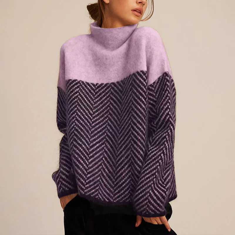 Milena | Sweater with Turtleneck with Motivo Chevron
