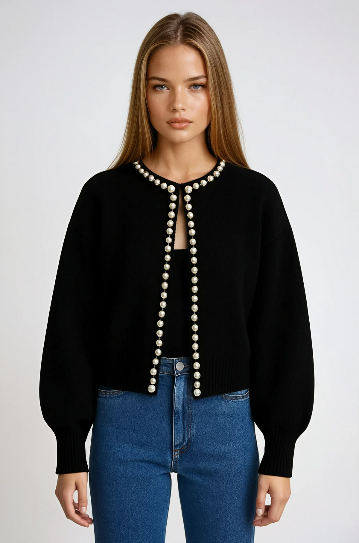 Enrica | Cardigan with Pearl Trim