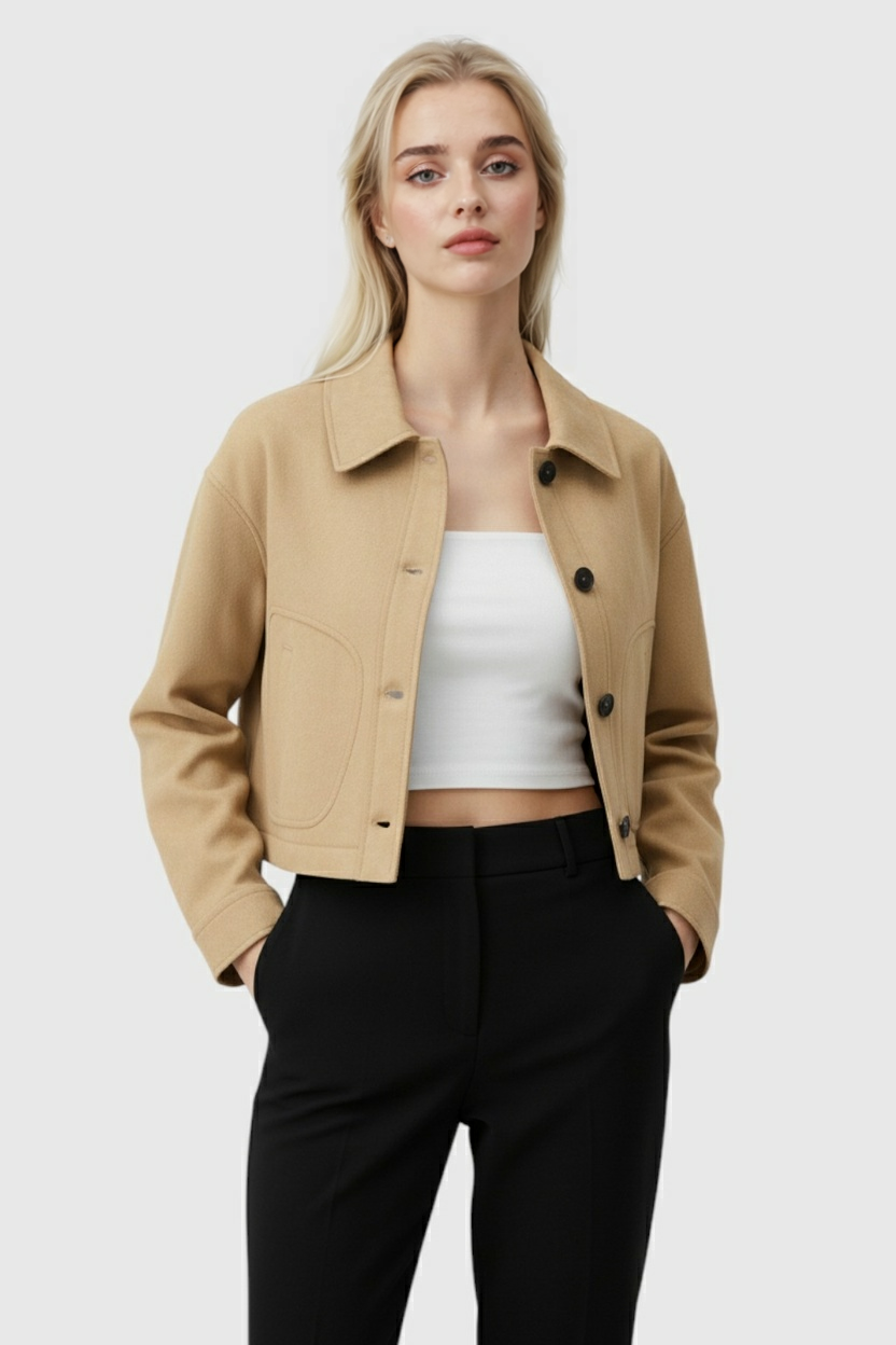 Ninetta | Short Khaki Retro-Inspired Jacket with Buttons