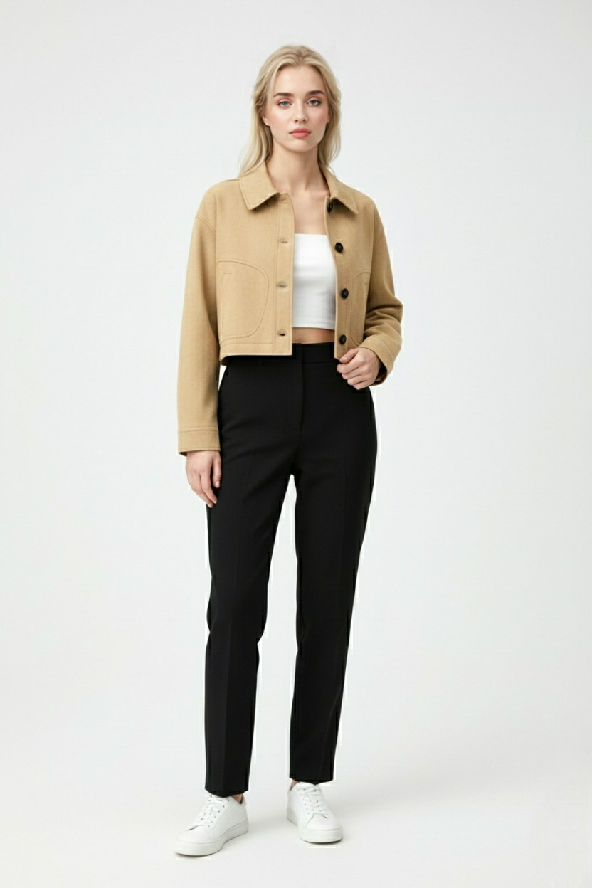Ninetta | Short Khaki Retro-Inspired Jacket with Buttons