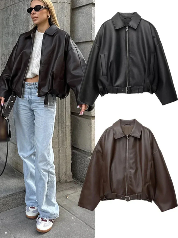 Scolastica | Vintage Faux Leather Bomber Jacket