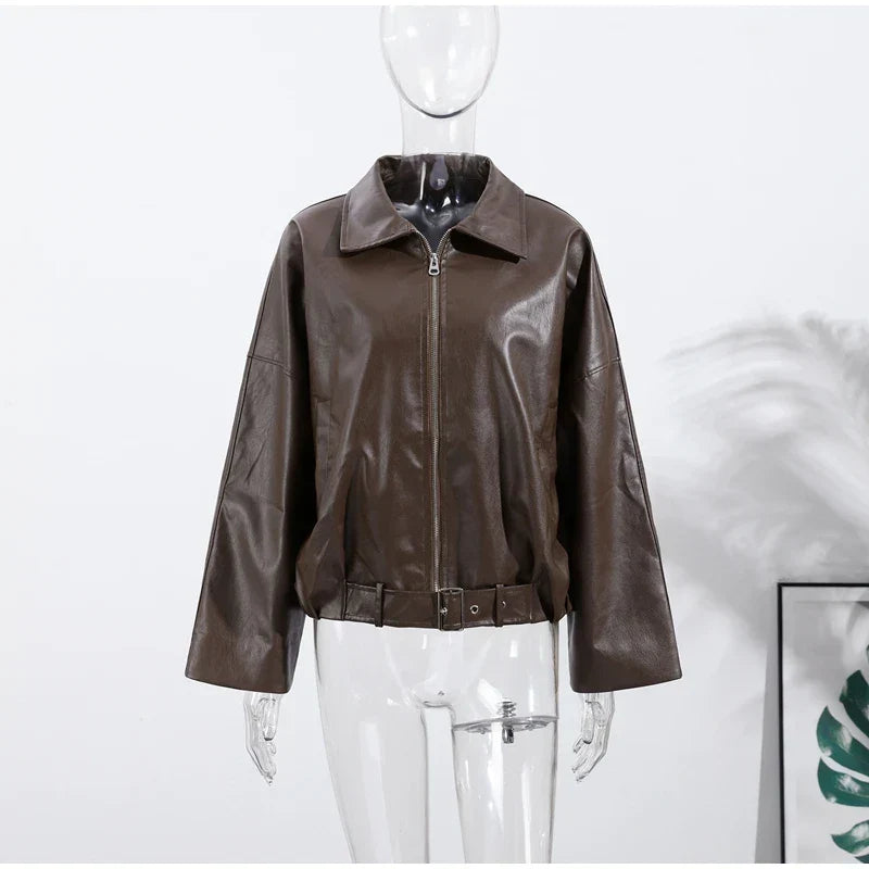 Scolastica | Vintage Faux Leather Bomber Jacket