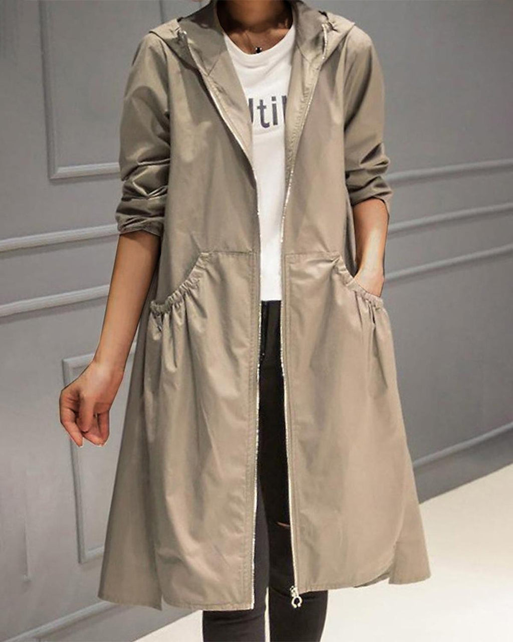 Iginia | Long Waterproof Trench Coat with Hood