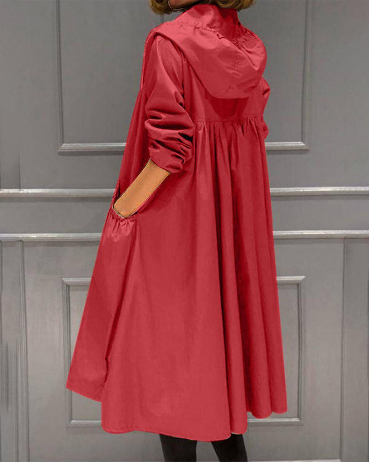 Iginia | Long Waterproof Trench Coat with Hood