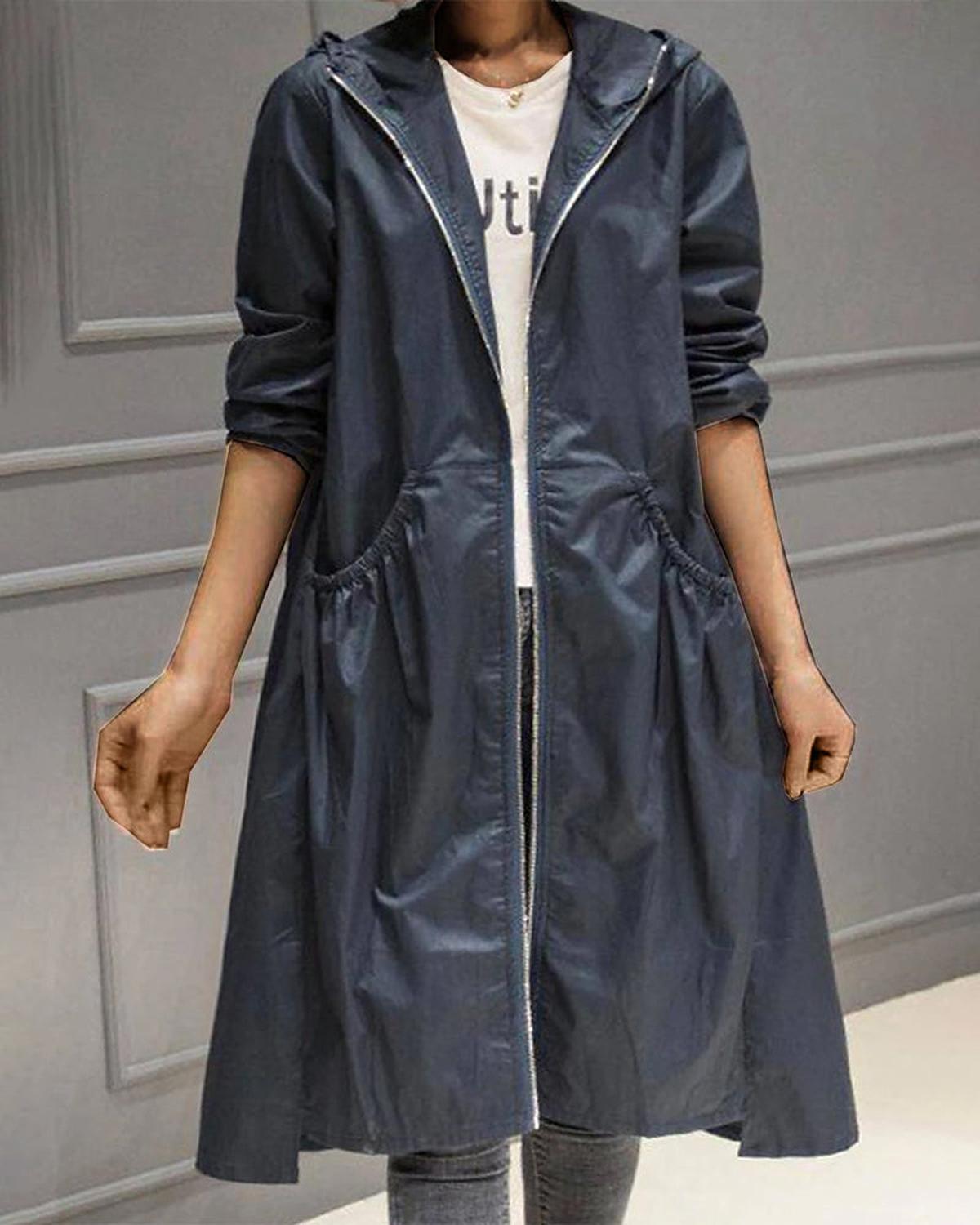 Iginia | Long Waterproof Trench Coat with Hood