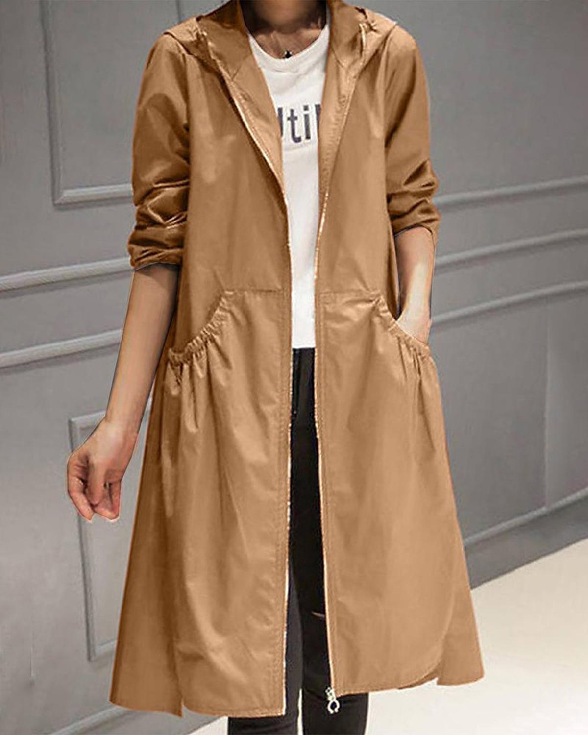 Iginia | Long Waterproof Trench Coat with Hood