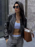 Samuela | Weathered Faux Suede Bomber Jacket