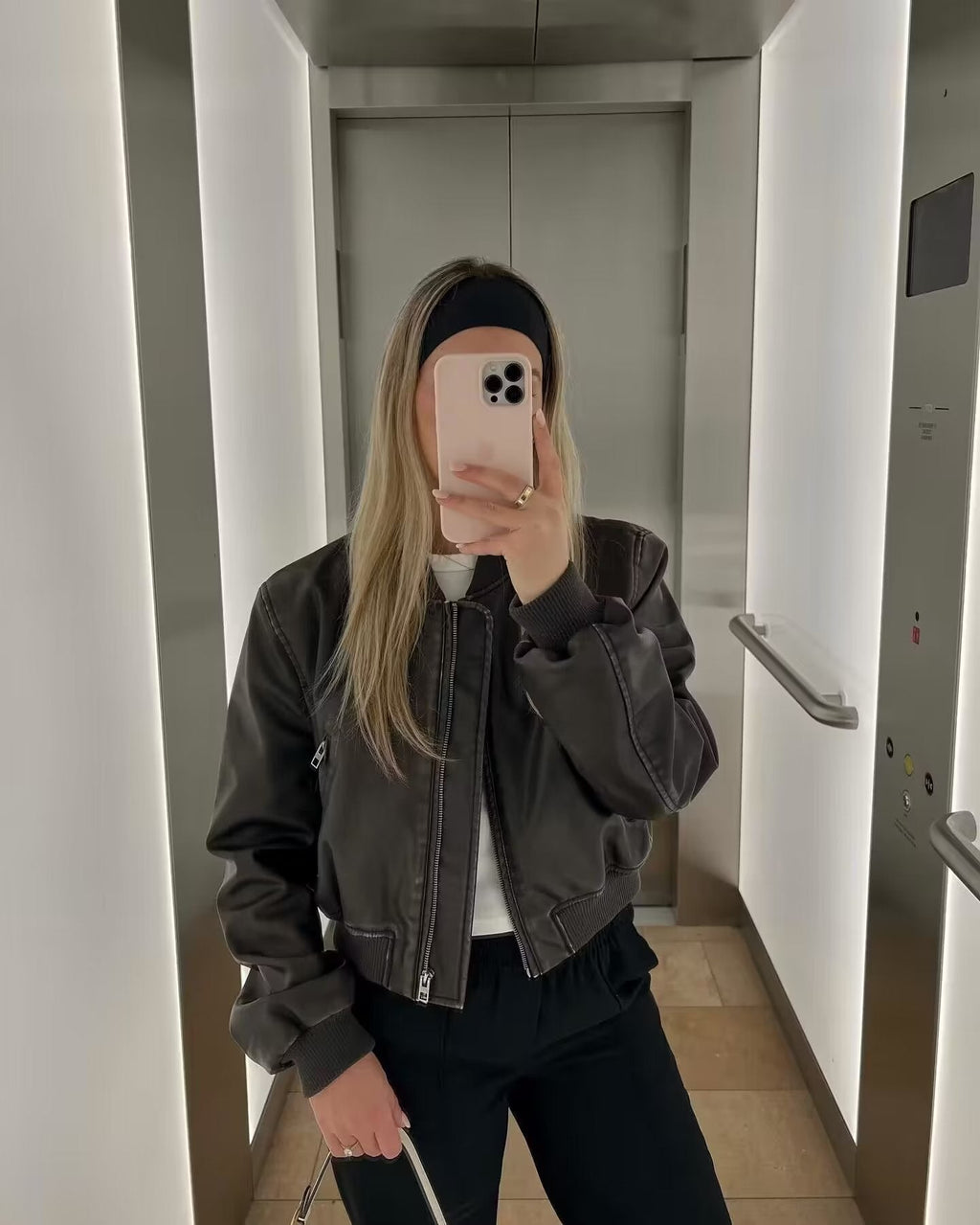 Samuela | Weathered Faux Suede Bomber Jacket