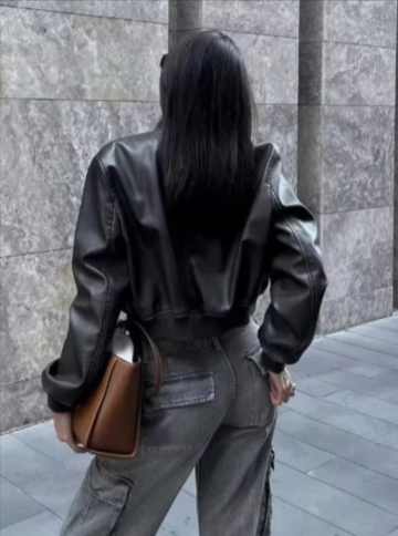 Samuela | Weathered Faux Suede Bomber Jacket