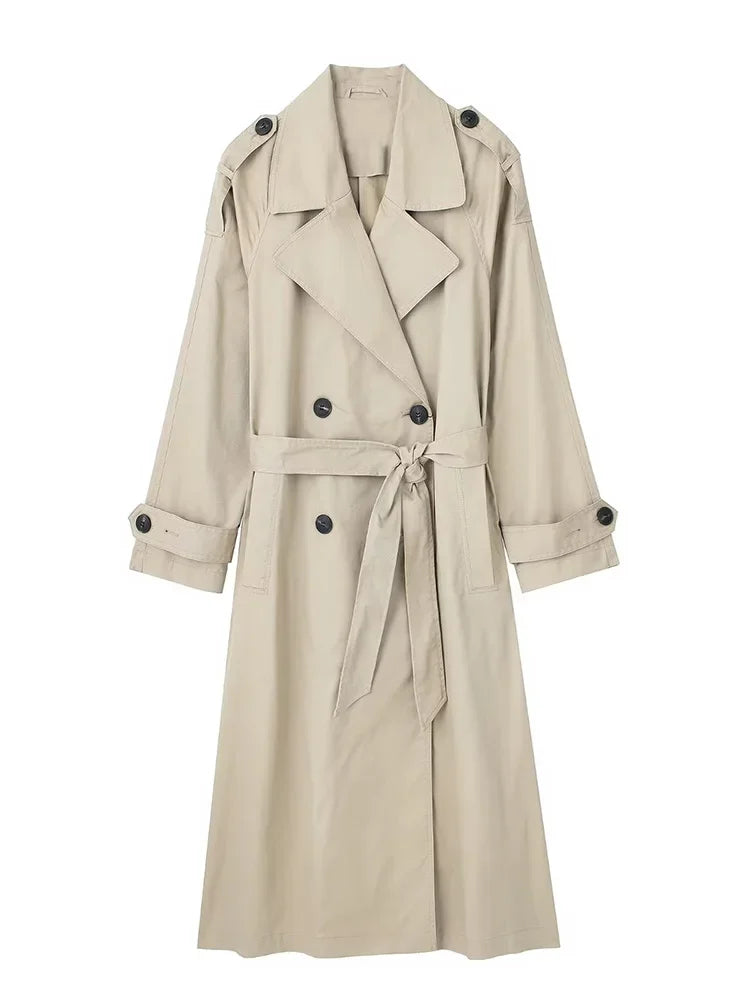 Silvana | Chic Black Double-Breasted Trench Coat
