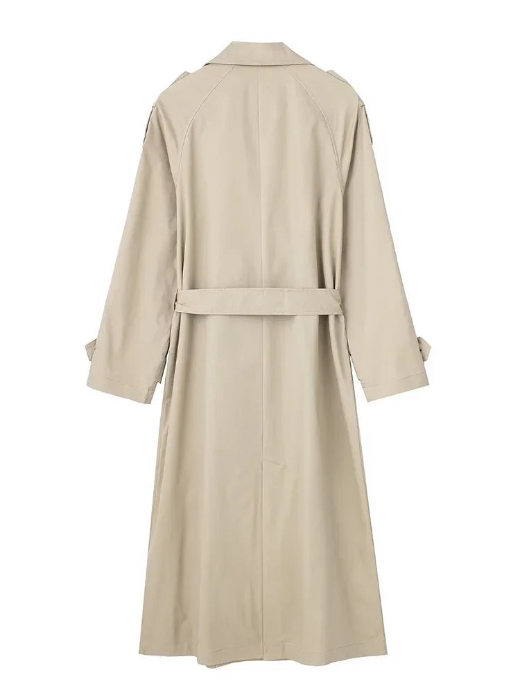 Silvana | Chic Black Double-Breasted Trench Coat