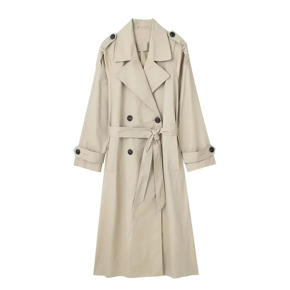 Silvana | Chic Black Double-Breasted Trench Coat