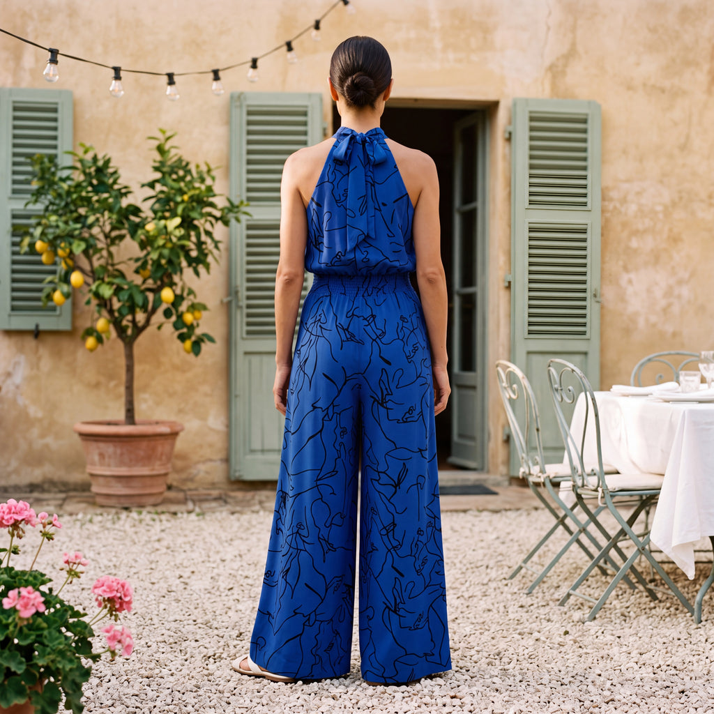 Ginevra | Halter Neck Jumpsuit with Palazzo Trousers