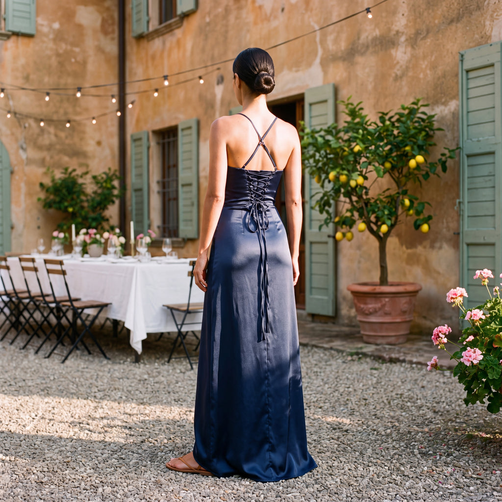 Évora Satiné Mezzanotte Dress