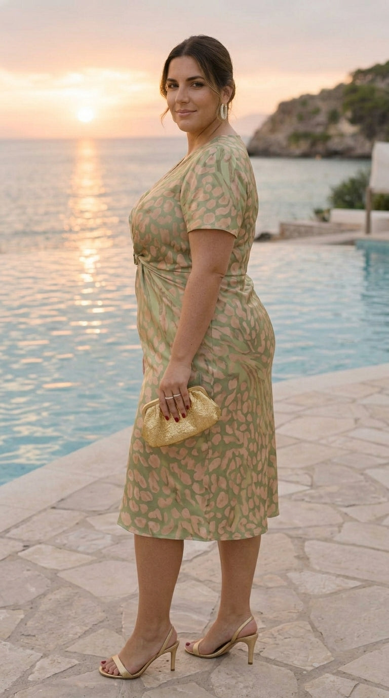 Midi Effect Snellente Dress with Knot Centrale & Drape Flowy