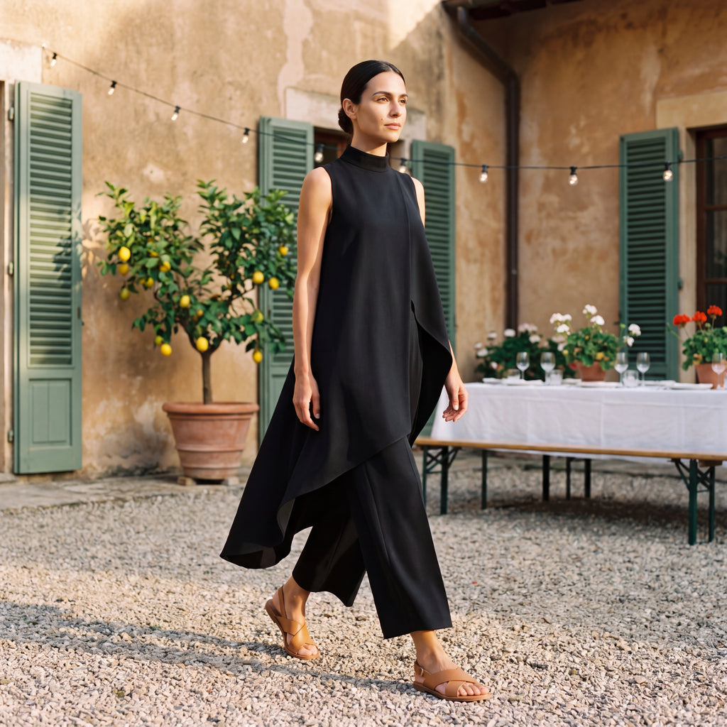 Martina | Two-Piece Set Elegant Draped Top & Palazzo Trousers
