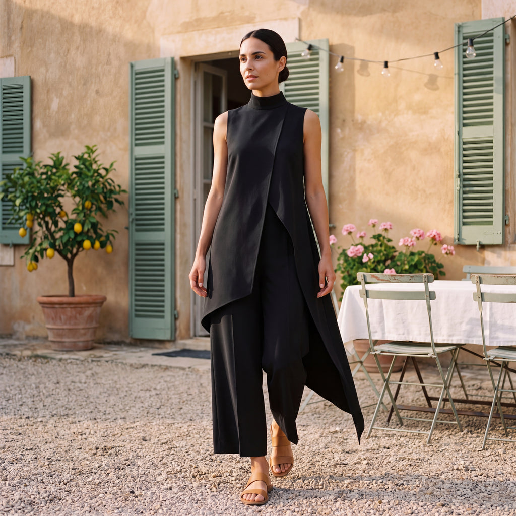 Martina | Two-Piece Set Elegant Draped Top & Palazzo Trousers