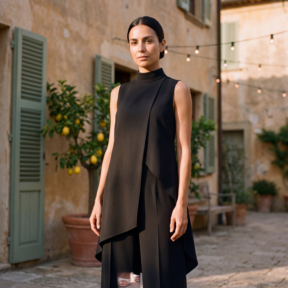 Martina | Two-Piece Set Elegant Draped Top & Palazzo Trousers