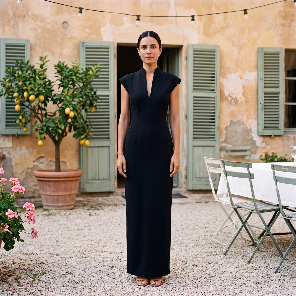 Alessia | Long Turtleneck Dress with V-Neck