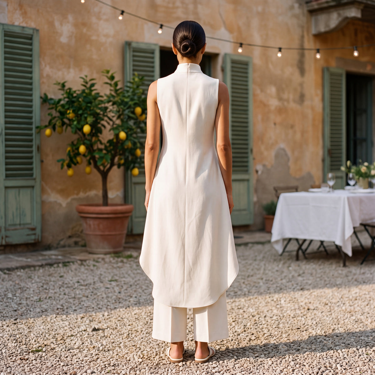 Martina | Two-Piece Set Elegant Draped Top & Palazzo Trousers