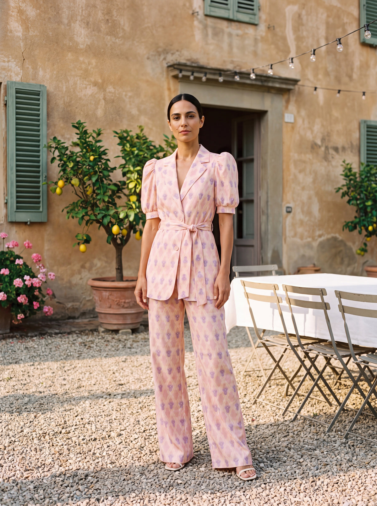 Chiara | Printed Blazer & Flare Trouser Set