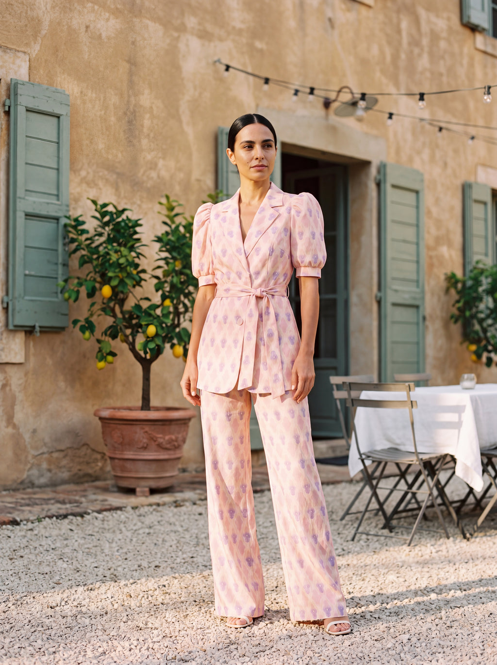 Chiara | Printed Blazer & Flare Trouser Set