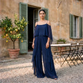 Sofia | Long Chiffon Dress with Off-Shoulder Neckline