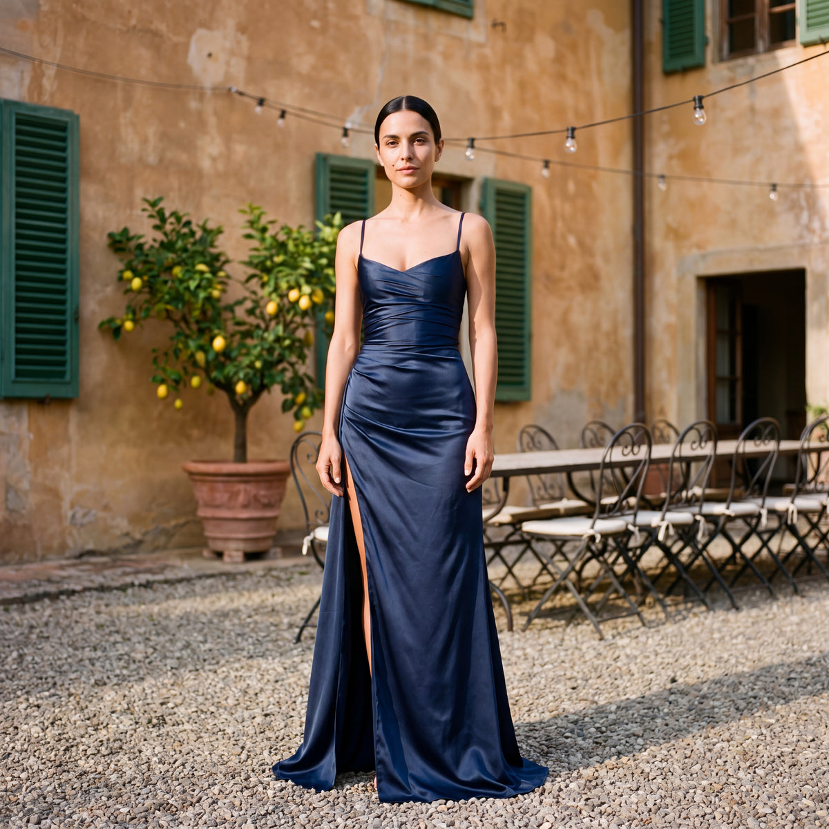 Évora Satin Midnight Dress