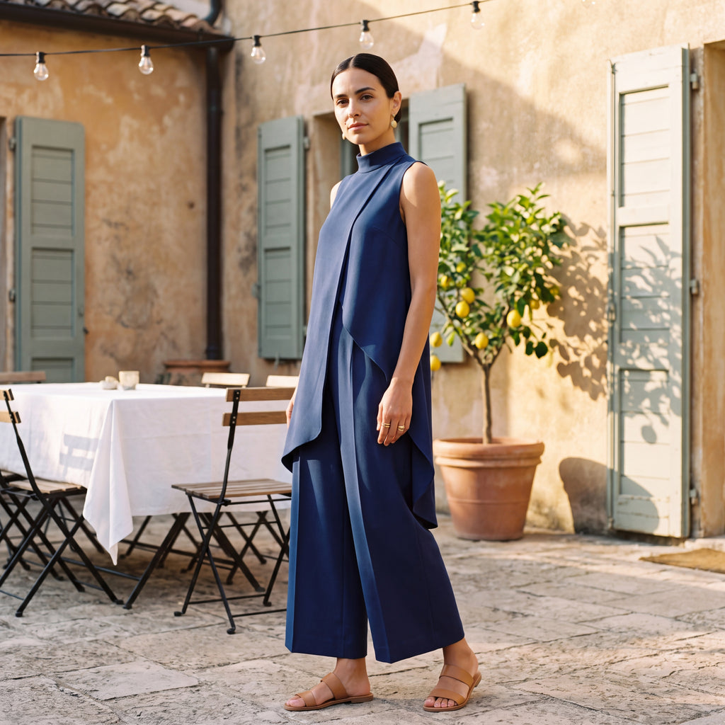Martina | Two-Piece Set Elegant Draped Top & Palazzo Trousers