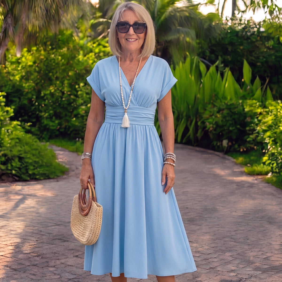 Anna Giulia- Long Summer Dress with Sleeves with Pipistrello