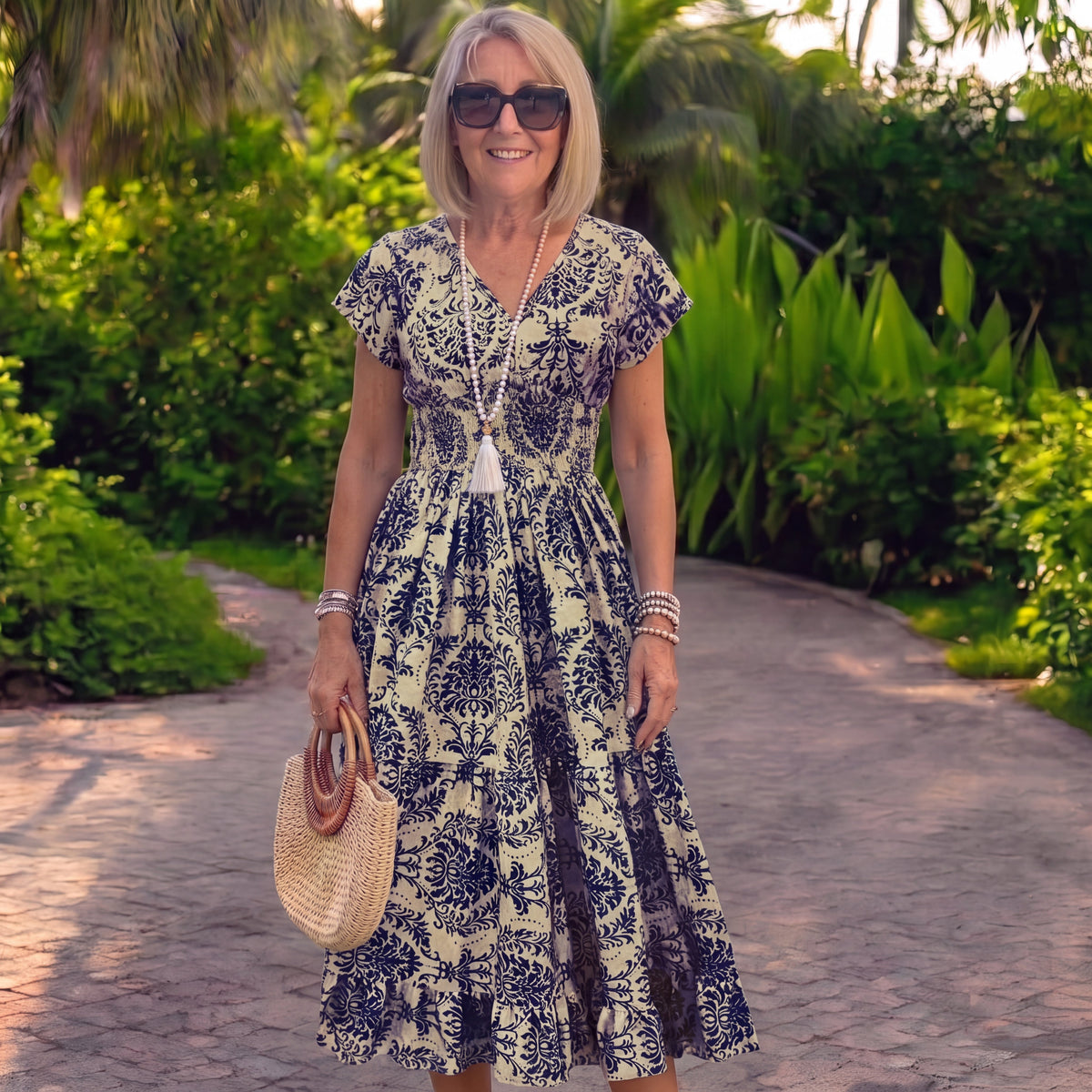 Marta | Long Vintage Dress with Floral Print