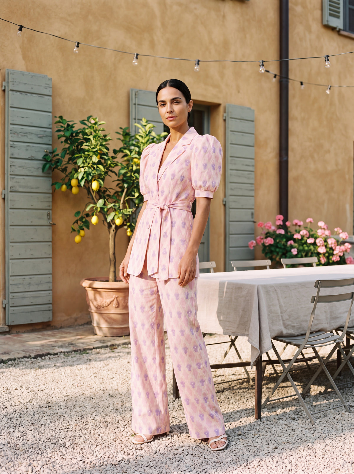 Chiara | Printed Blazer & Flare Trouser Set