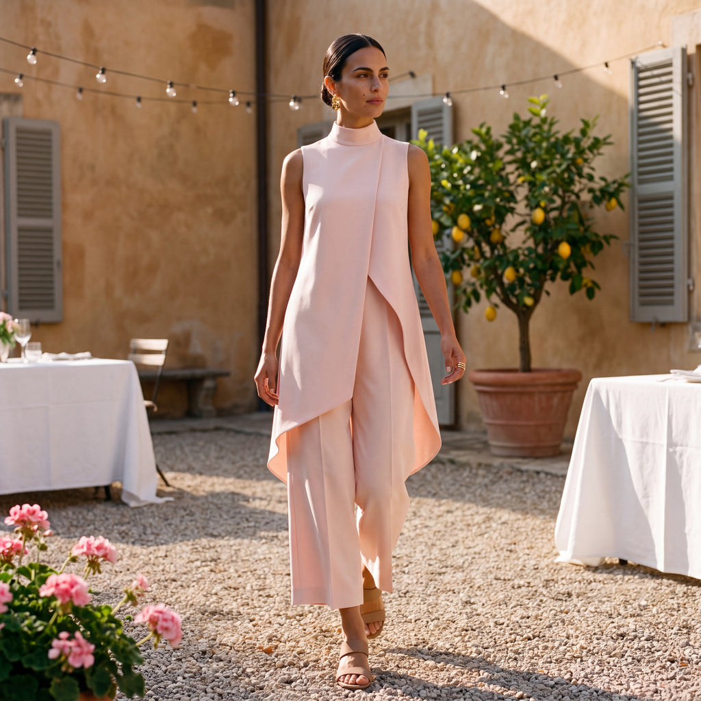Martina | Two-Piece Set Elegant Draped Top & Palazzo Trousers